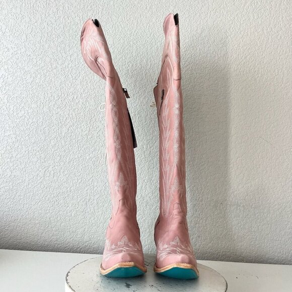 Lane LEXINGTON Over the Knee Womens Cowboy Boots 8.5 Pink Western Cowgirl Tall - Picture 6 of 13